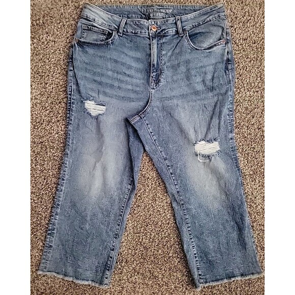 Maurices Womens Plus Size 20W Raw Hem Stretch Jeans Distressed - Picture 1 of 9